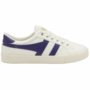 Basket Gola Tennis Mark Cox Blanche Violette Femme | XXVN-01562249