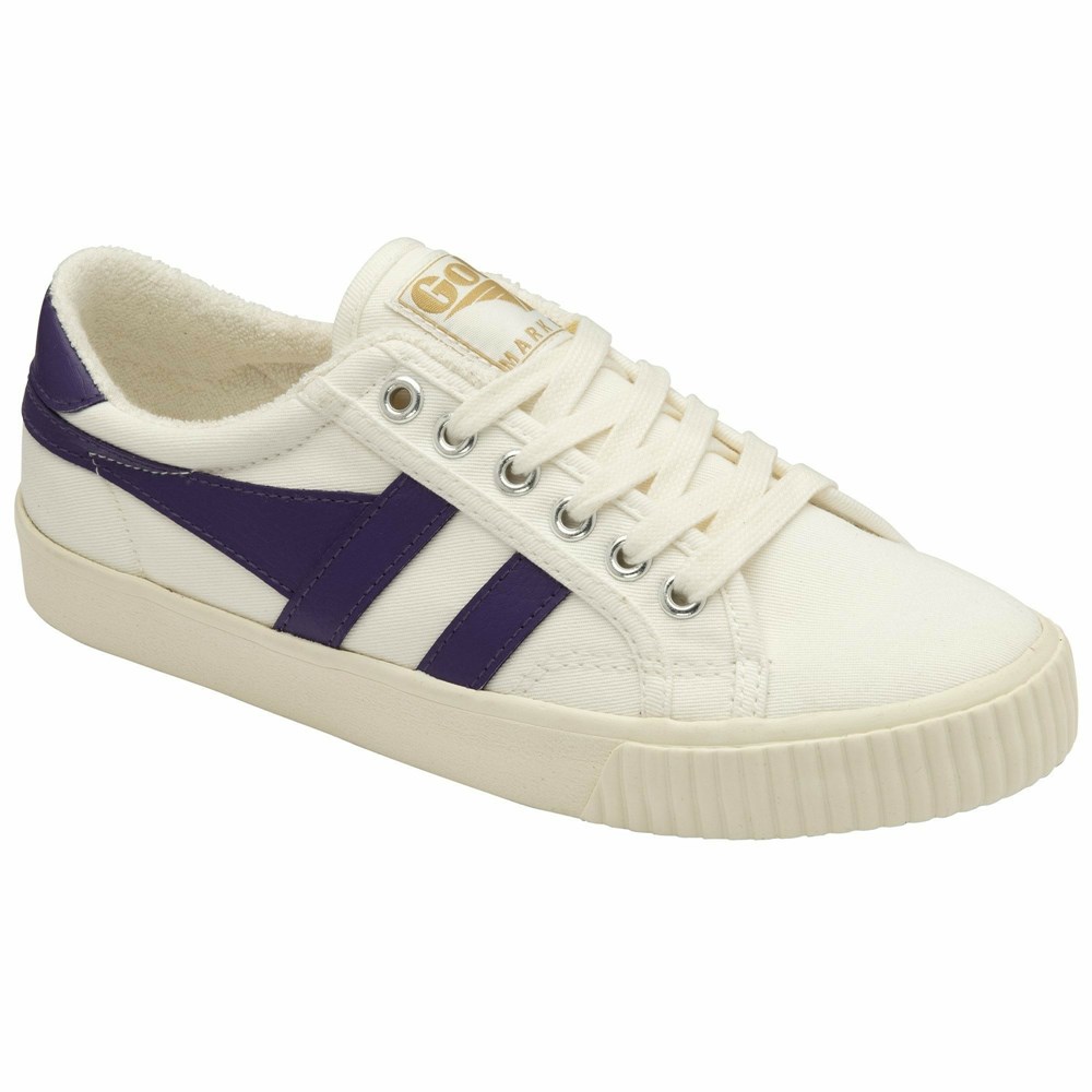 Basket Gola Tennis Mark Cox Blanche Violette Femme | XXVN-01562249