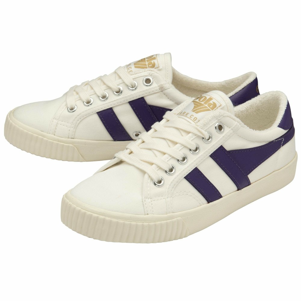 Basket Gola Tennis Mark Cox Blanche Violette Femme | XXVN-01562249