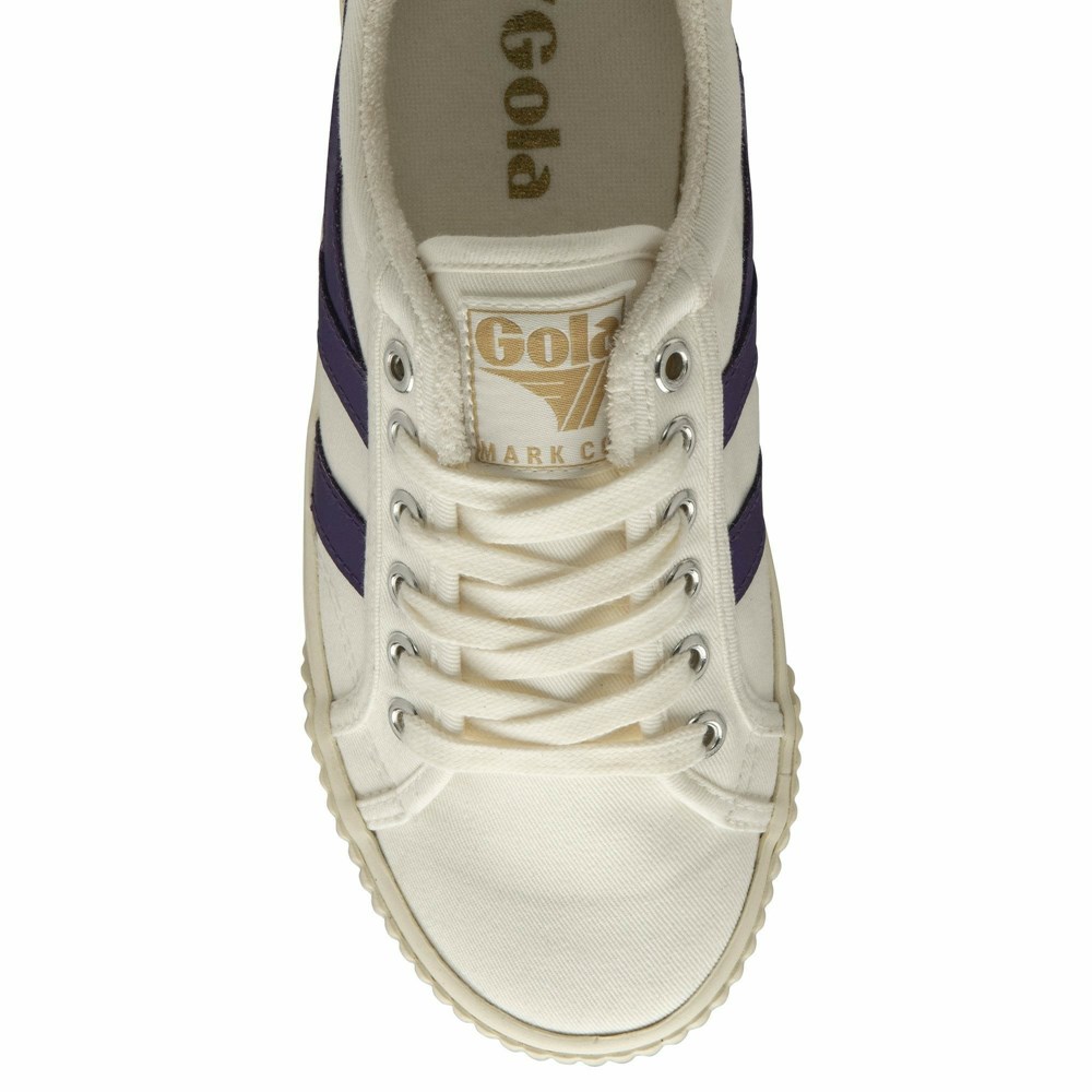 Basket Gola Tennis Mark Cox Blanche Violette Femme | XXVN-01562249