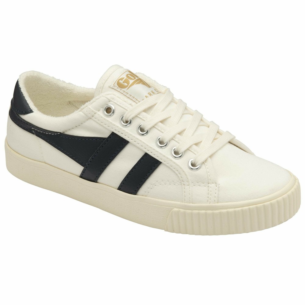 Basket Gola Tennis Mark Cox Blanche Bleu Marine Femme | CGZE-66190959