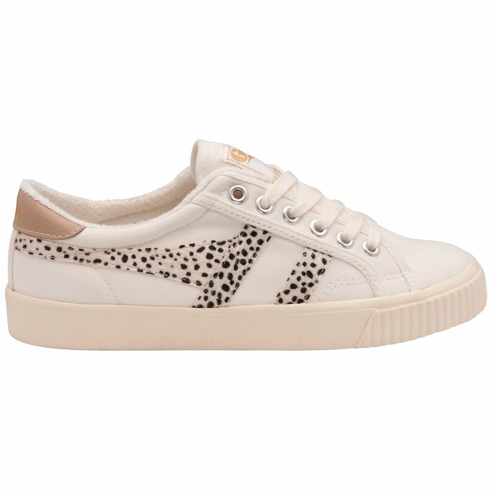 Basket Gola Tennis Mark Cox Safari Blanche Beige Femme | NOGV-00137788