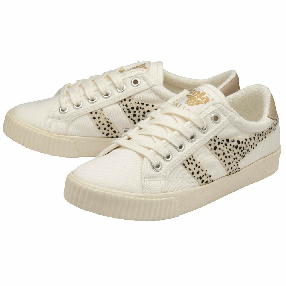 Basket Gola Tennis Mark Cox Safari Blanche Beige Femme | NOGV-00137788