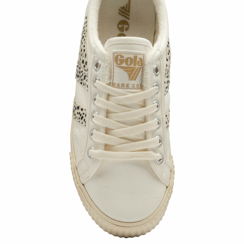 Basket Gola Tennis Mark Cox Safari Blanche Beige Femme | NOGV-00137788