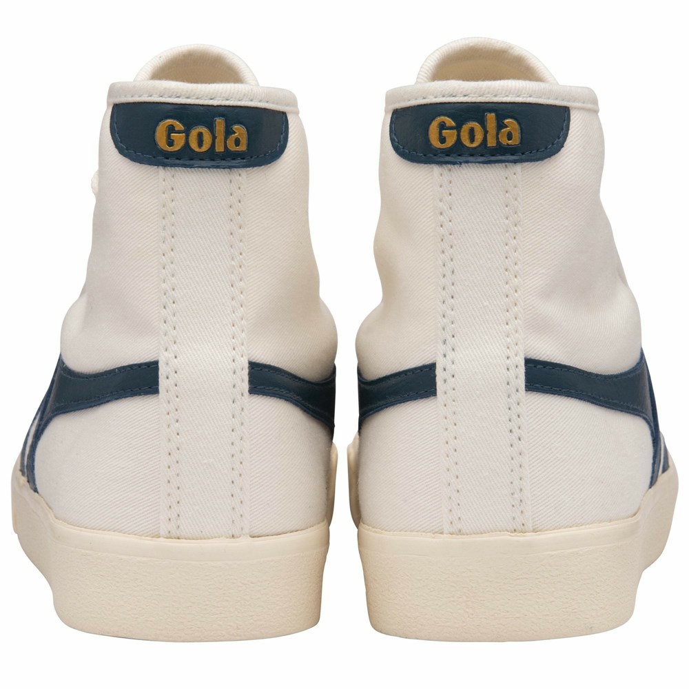 Basket Gola Tennis Mark Cox High Blanche Bleu Femme | VSUF-64541850