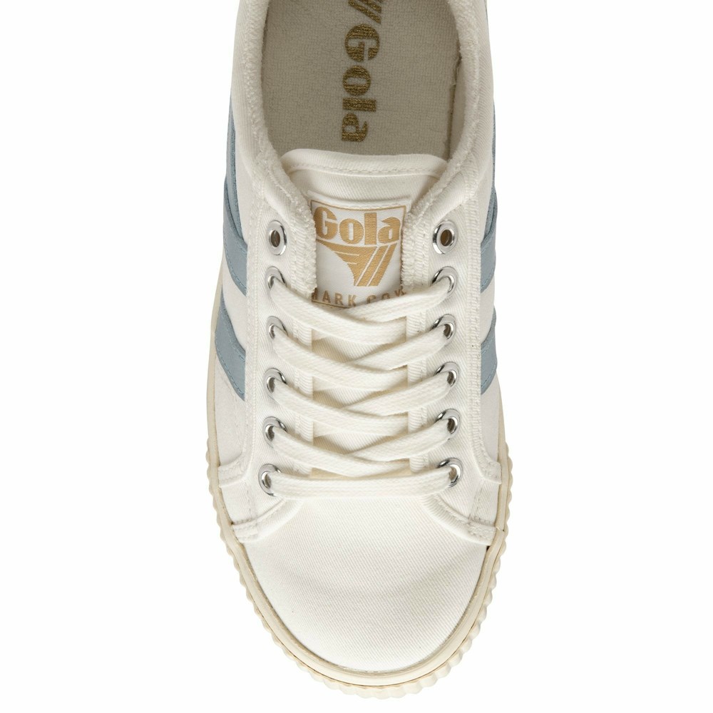 Basket Gola Tennis Mark Cox Blanche Bleu Femme | BYCZ-58815520