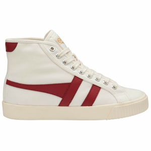 Basket Gola Tennis Mark Cox High Blanche Rouge Femme | ZAWU-87249304