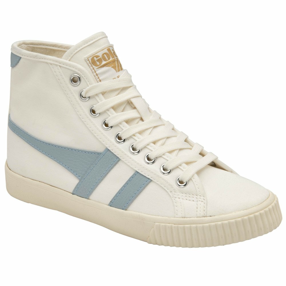 Basket Gola Tennis Mark Cox High Blanche Bleu Femme | NZKI-12323762