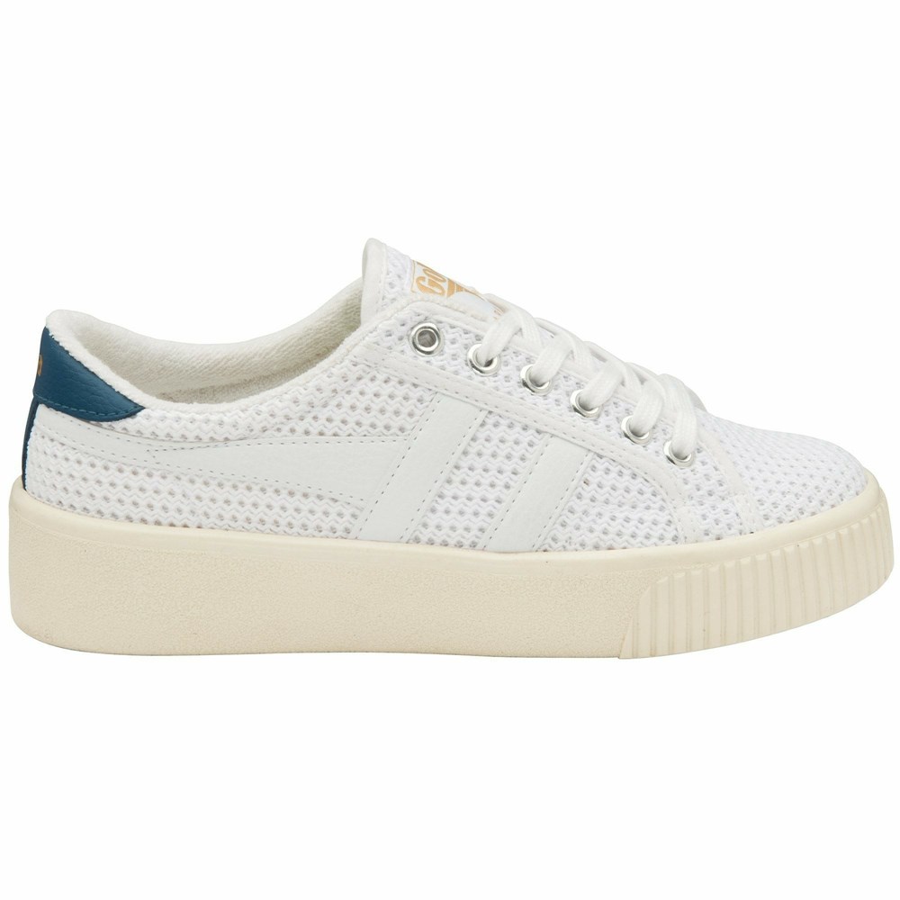 Basket Gola Baseline Mark Cox Mesh Blanche Bleu Femme | ETIQ-65244342