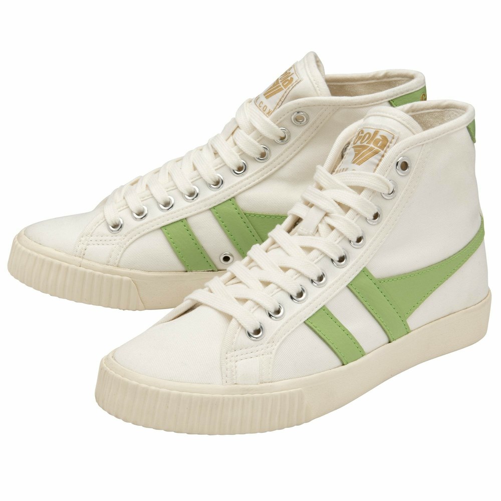 Basket Gola Tennis Mark Cox High Blanche Vert Femme | AUIR-29294788