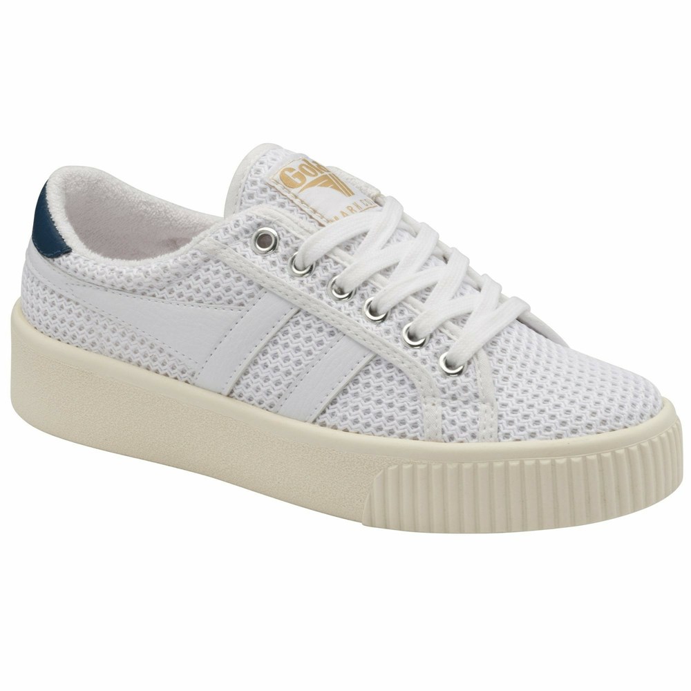 Basket Gola Baseline Mark Cox Mesh Blanche Bleu Femme | ETIQ-65244342