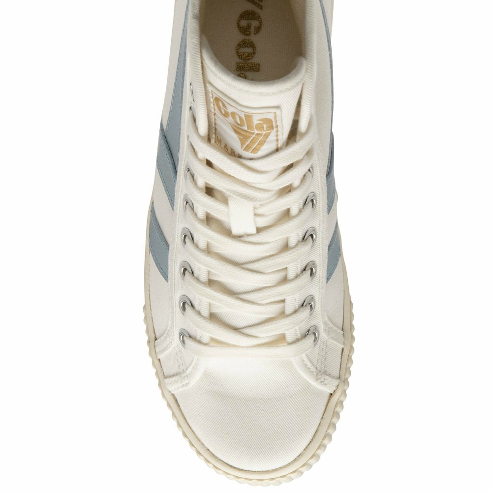 Basket Gola Tennis Mark Cox High Blanche Bleu Femme | NZKI-12323762