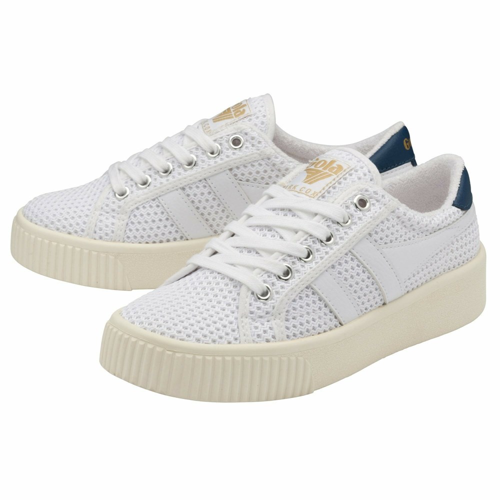 Basket Gola Baseline Mark Cox Mesh Blanche Bleu Femme | ETIQ-65244342