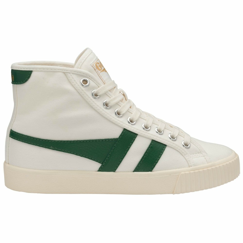 Basket Gola Tennis Mark Cox High Blanche Vert Foncé Femme | RGJG-56710148