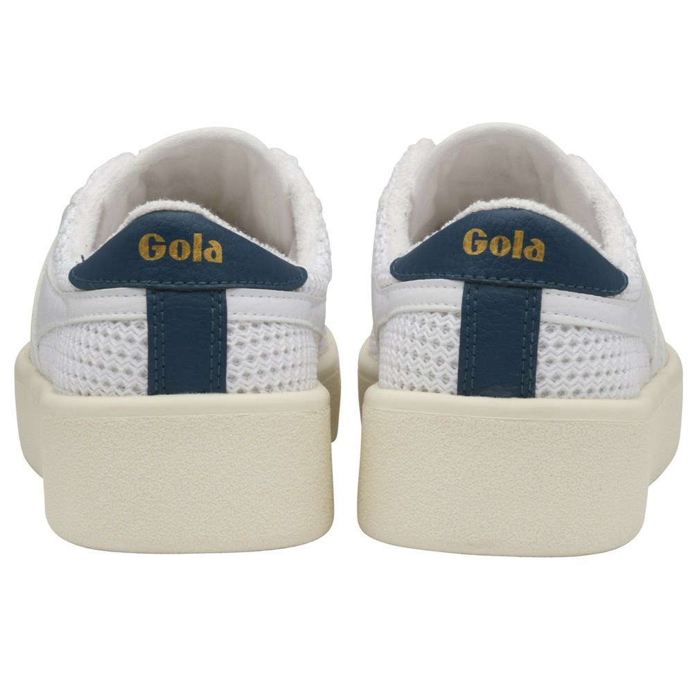 Basket Gola Baseline Mark Cox Mesh Blanche Bleu Femme | ETIQ-65244342