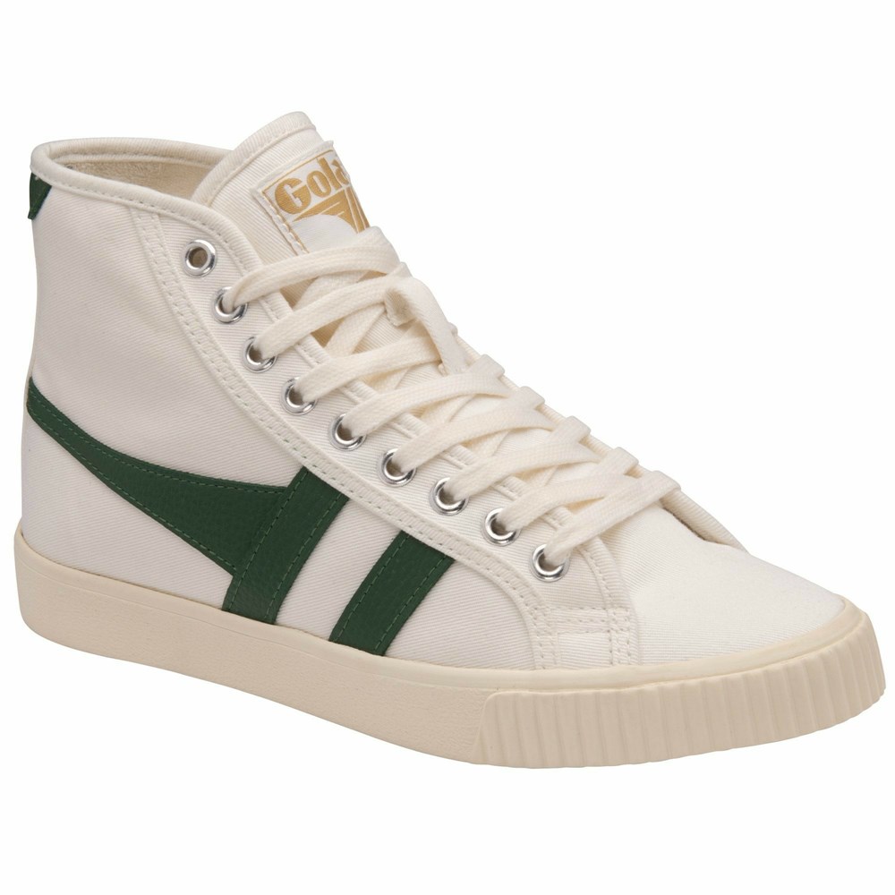 Basket Gola Tennis Mark Cox High Blanche Vert Foncé Femme | RGJG-56710148