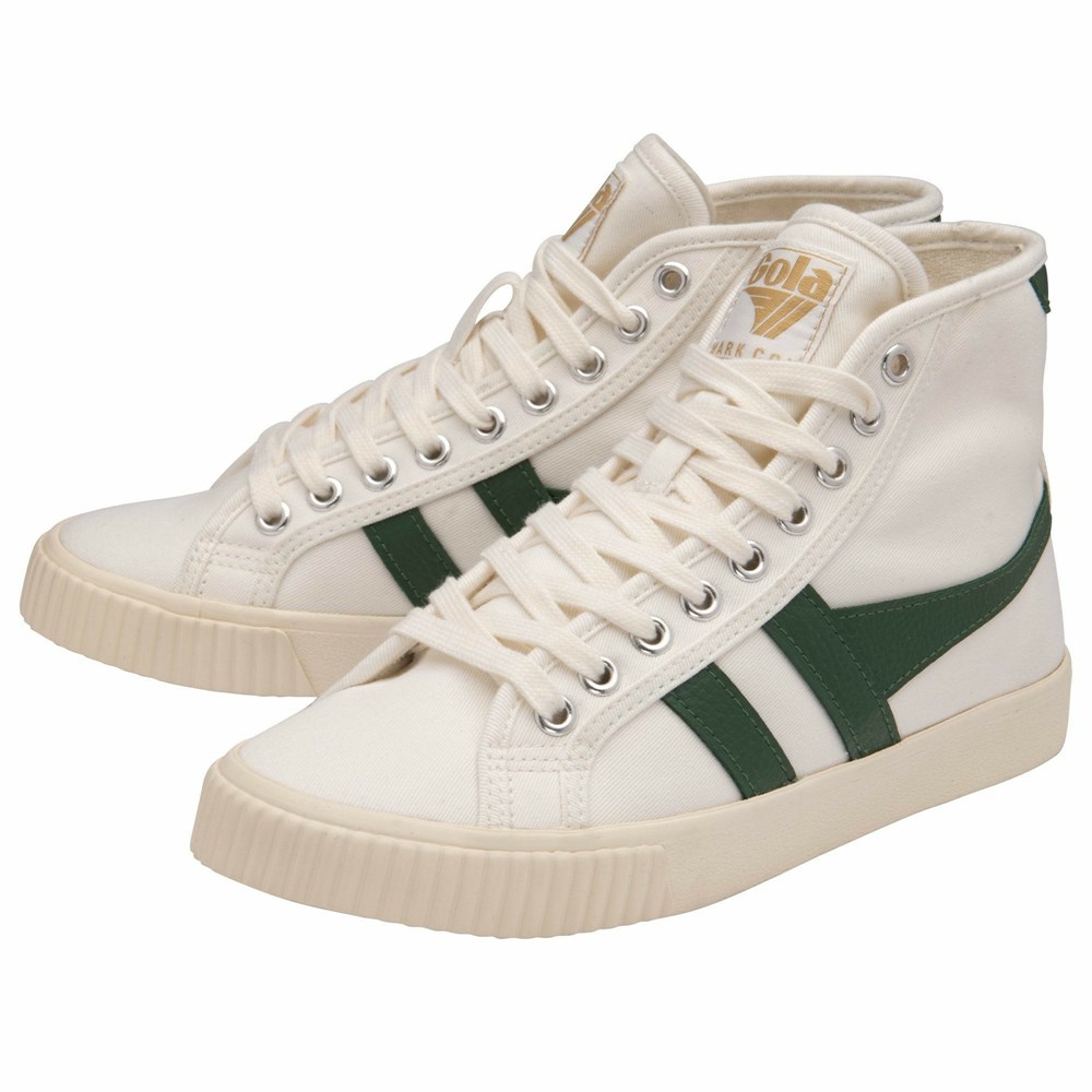 Basket Gola Tennis Mark Cox High Blanche Vert Foncé Femme | RGJG-56710148