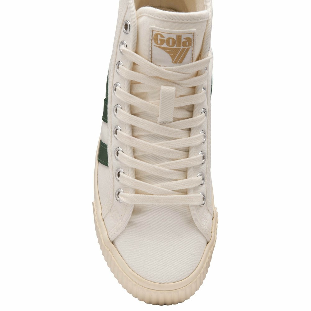 Basket Gola Tennis Mark Cox High Blanche Vert Foncé Femme | RGJG-56710148