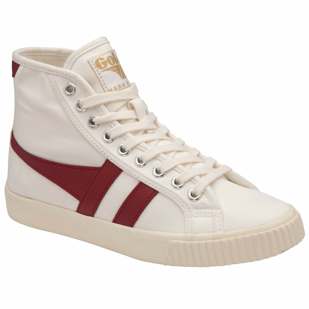 Basket Gola Tennis Mark Cox High Blanche Rouge Femme | ZAWU-87249304