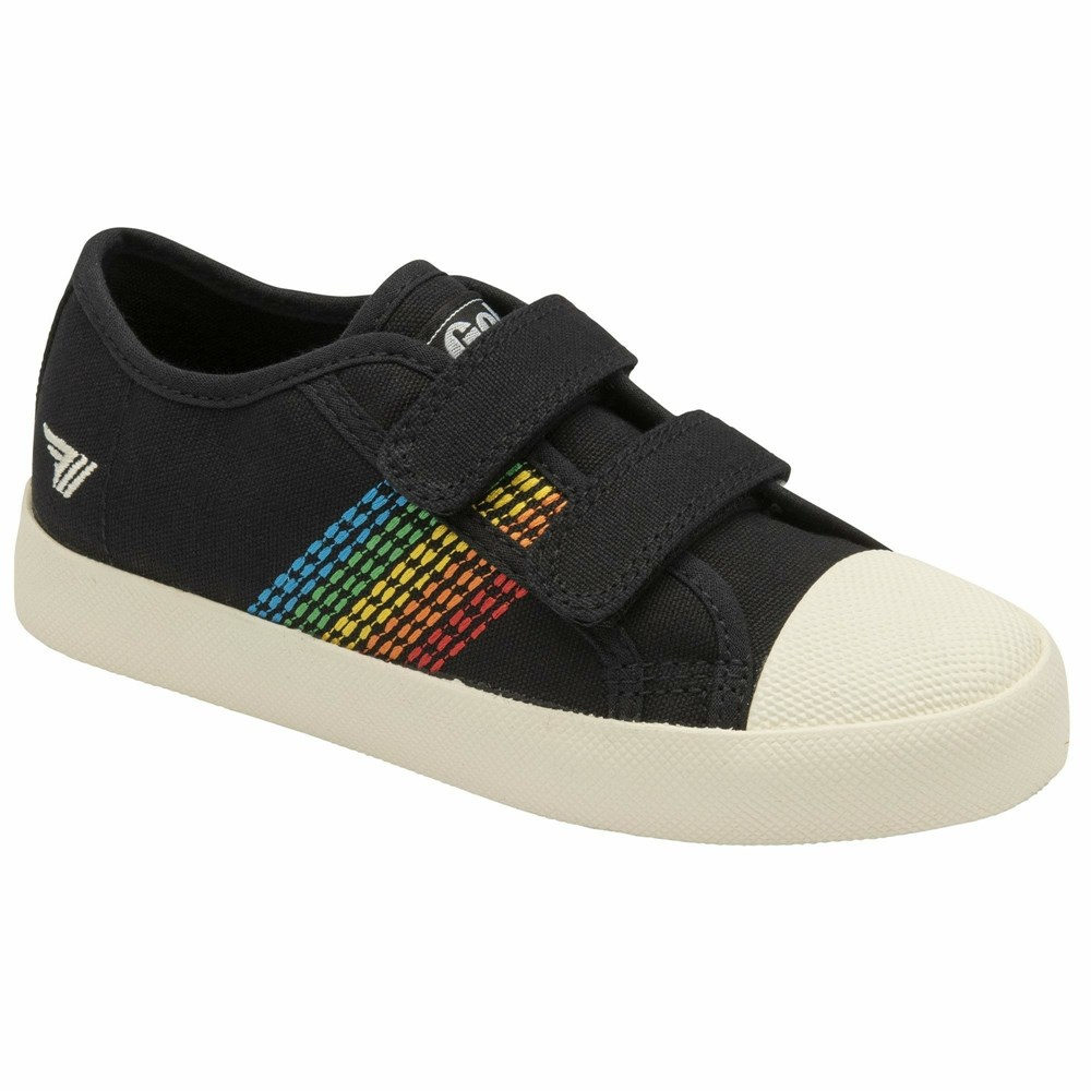 Basket Gola Vegan Coaster Rainbow Stitch Brides Noir Multicolore Enfant | JVUT-92724282