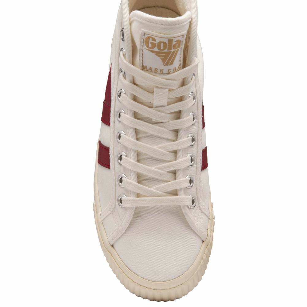 Basket Gola Tennis Mark Cox High Blanche Rouge Femme | ZAWU-87249304