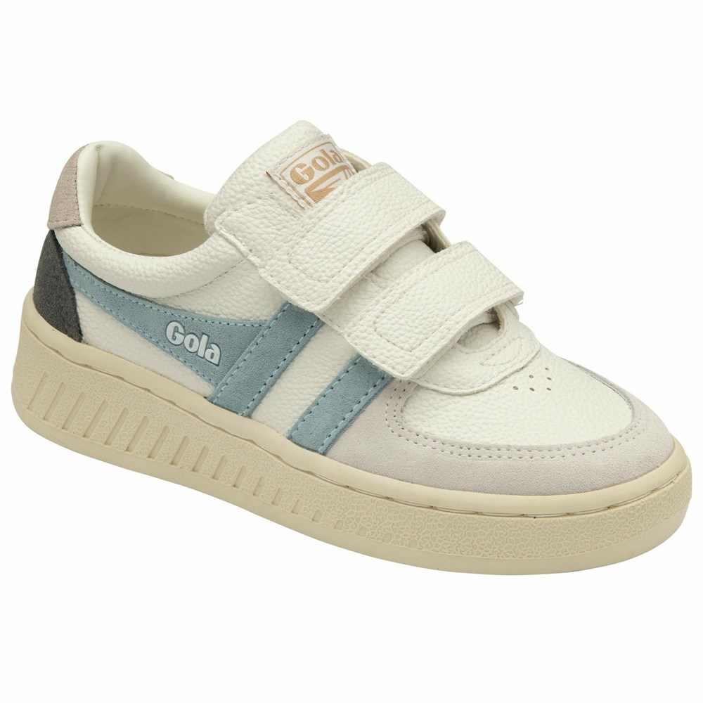 Basket Gola Grandslam Trident Brides Blanche Bleu Enfant | LYRJ-10572161