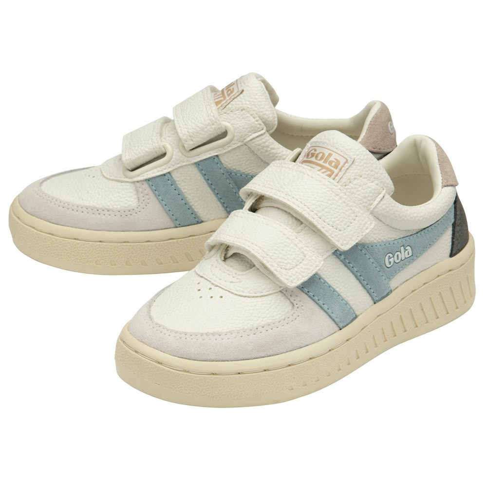 Basket Gola Grandslam Trident Brides Blanche Bleu Enfant | LYRJ-10572161