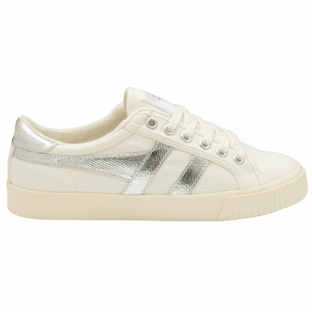 Basket Gola Tennis Mark Cox Blanche Argent Femme | BEOA-41261375