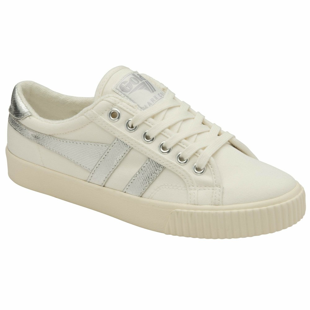 Basket Gola Tennis Mark Cox Blanche Argent Femme | BEOA-41261375