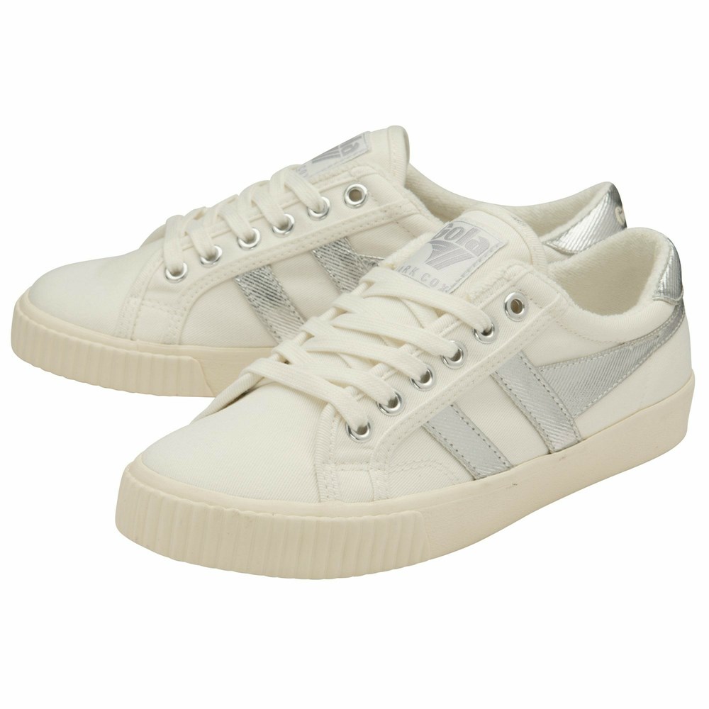 Basket Gola Tennis Mark Cox Blanche Argent Femme | BEOA-41261375