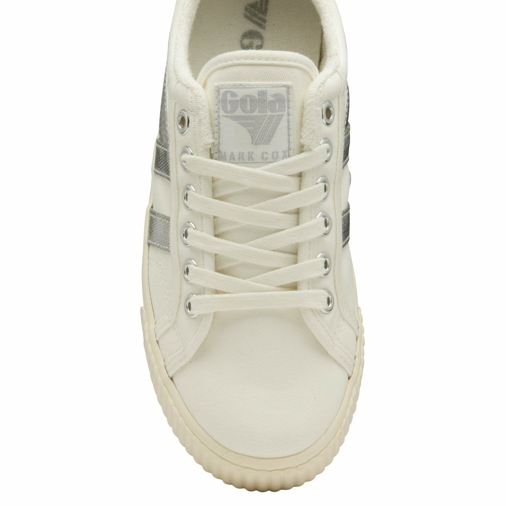 Basket Gola Tennis Mark Cox Blanche Argent Femme | BEOA-41261375